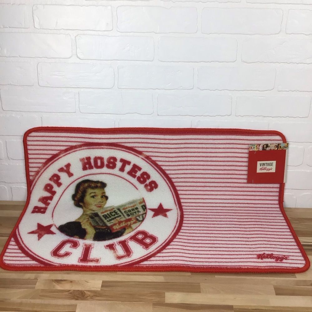 Retro Mod style KELLOGG’S Vintage kitchen rug Vintage look red white Hostes club